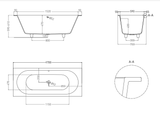 Ванна из искусственного камня Salini Ornella Axis S-Sense 104613M 170x70см белый матовый